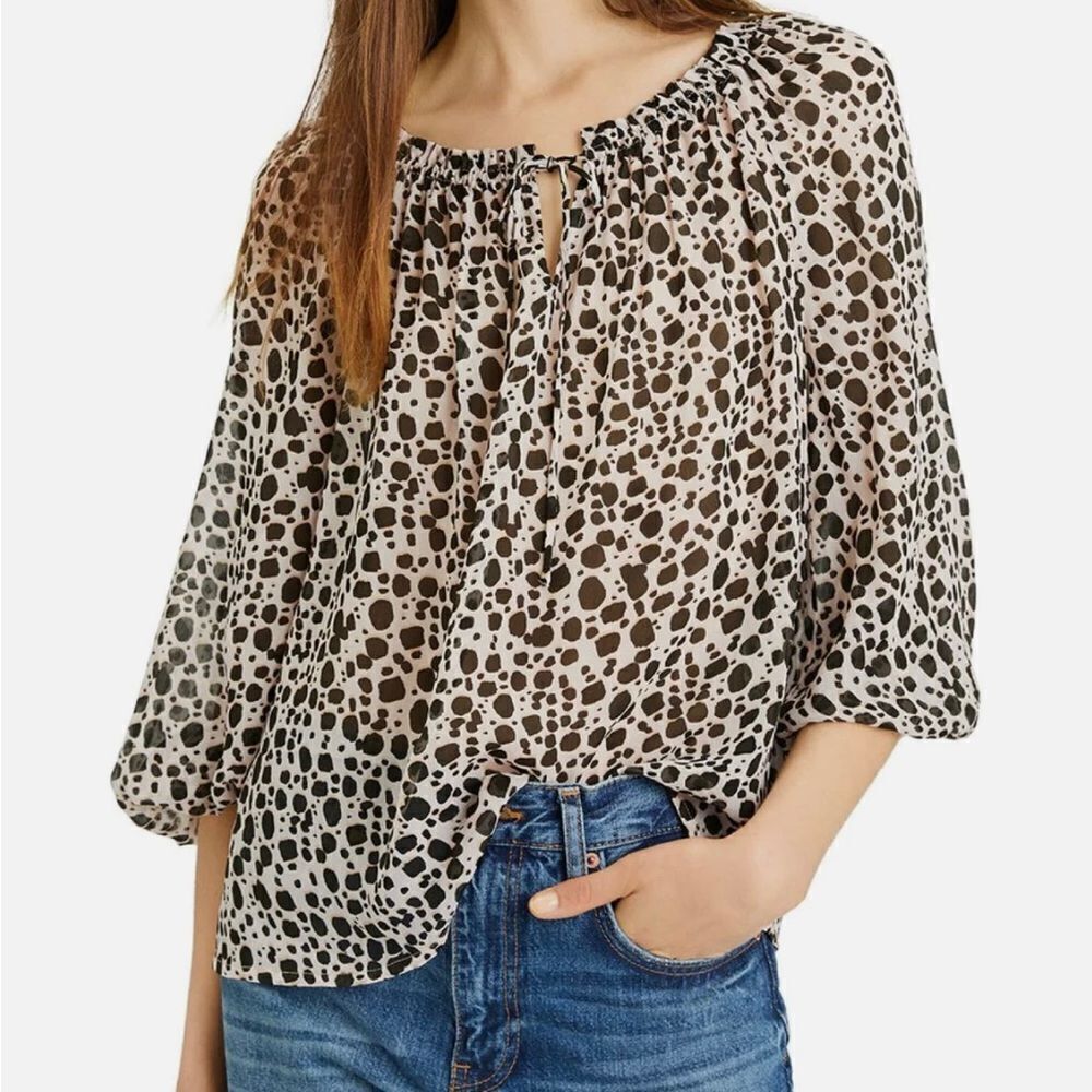 Sanctuary Drifter Sheer Animal Print Blouse sz XL NWT